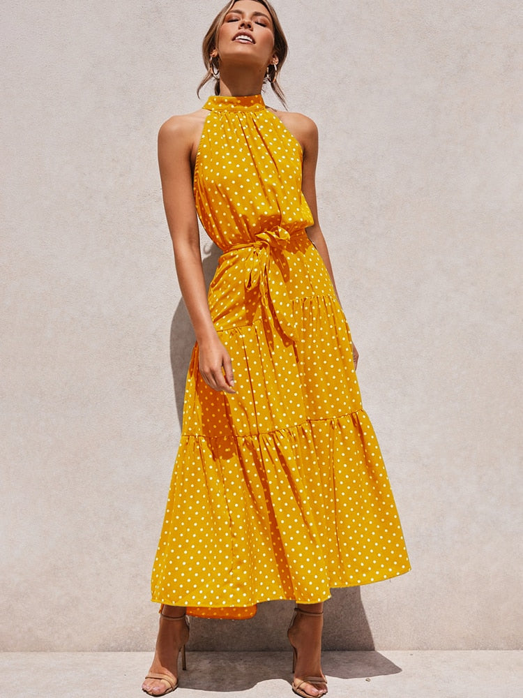 Valenzora | Tupfen-Neckholderkleid