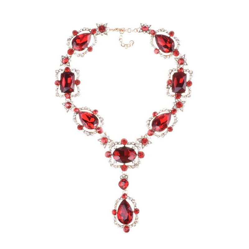 Valenzora | Statement Strass-Schmuck Großer Edelstein Kristall Viktorianischer Schmuck Grüne Smaragd Halskette für Damen