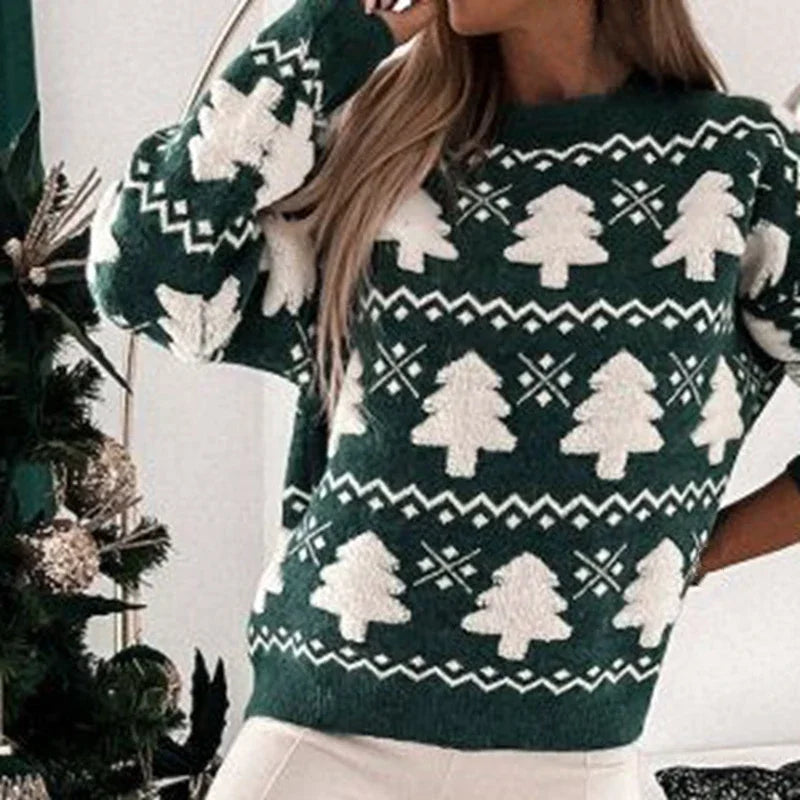 Valenzora - Ugly Christmas Sweater - Knitted sweater with 3D Christmas tree print
