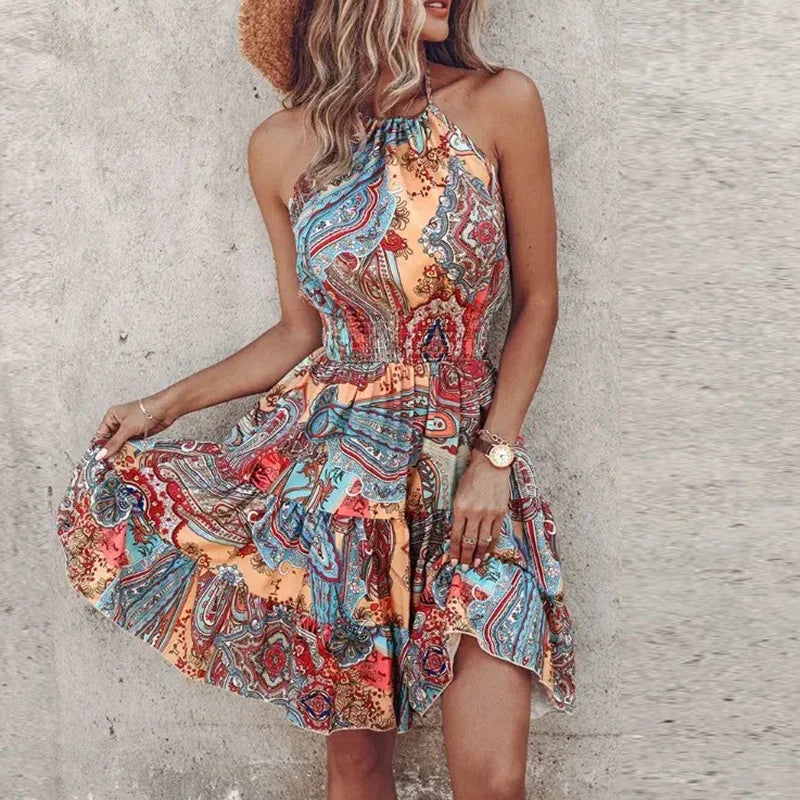 Valenzora | Stylish Summer Boho Halter Dress