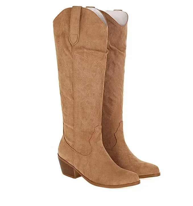 Valenzora | Knee-high suede cowboy boots for women