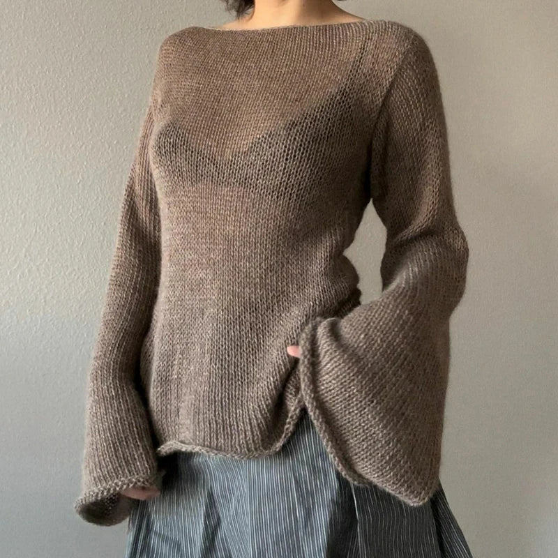 Valenzora | Loose-fitting knit sweater with bell sleeves