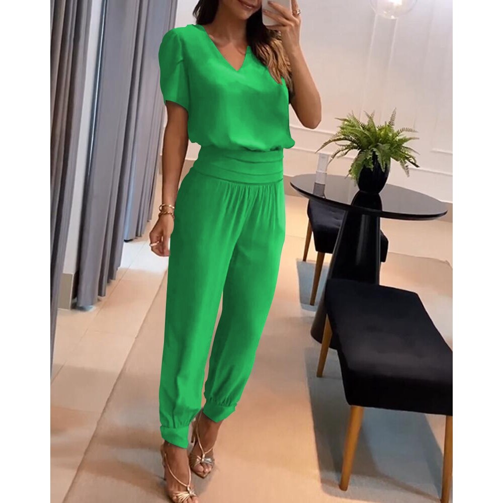Valenzora | Damen V-Ausschnitt Jumpsuit
