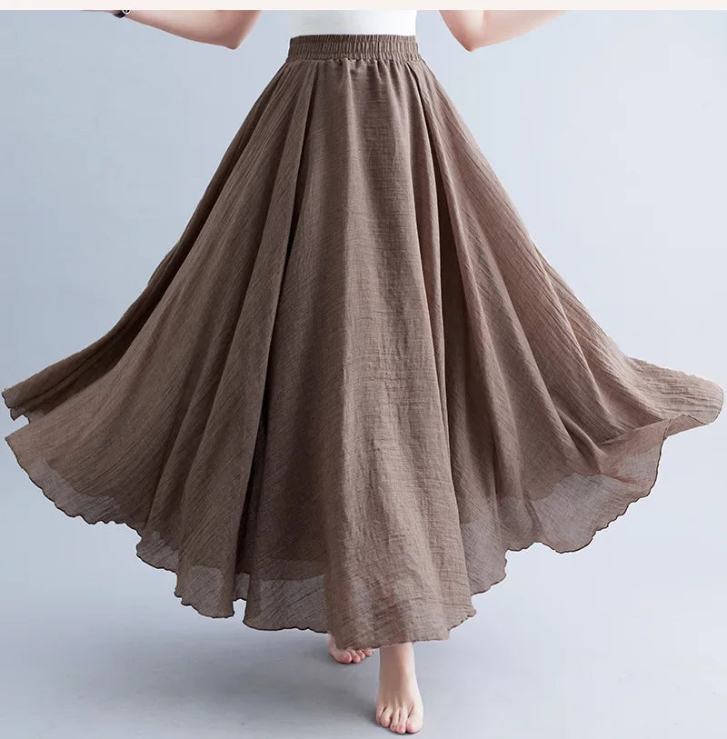 Valenzora | Fashion Baumwolle Leinen Kleidung Damenröcke Maxi Y2K Elegante Strand Saia Ropa Mujer Freizeitkleid Boho Lange Röcke Faldas Harajuku