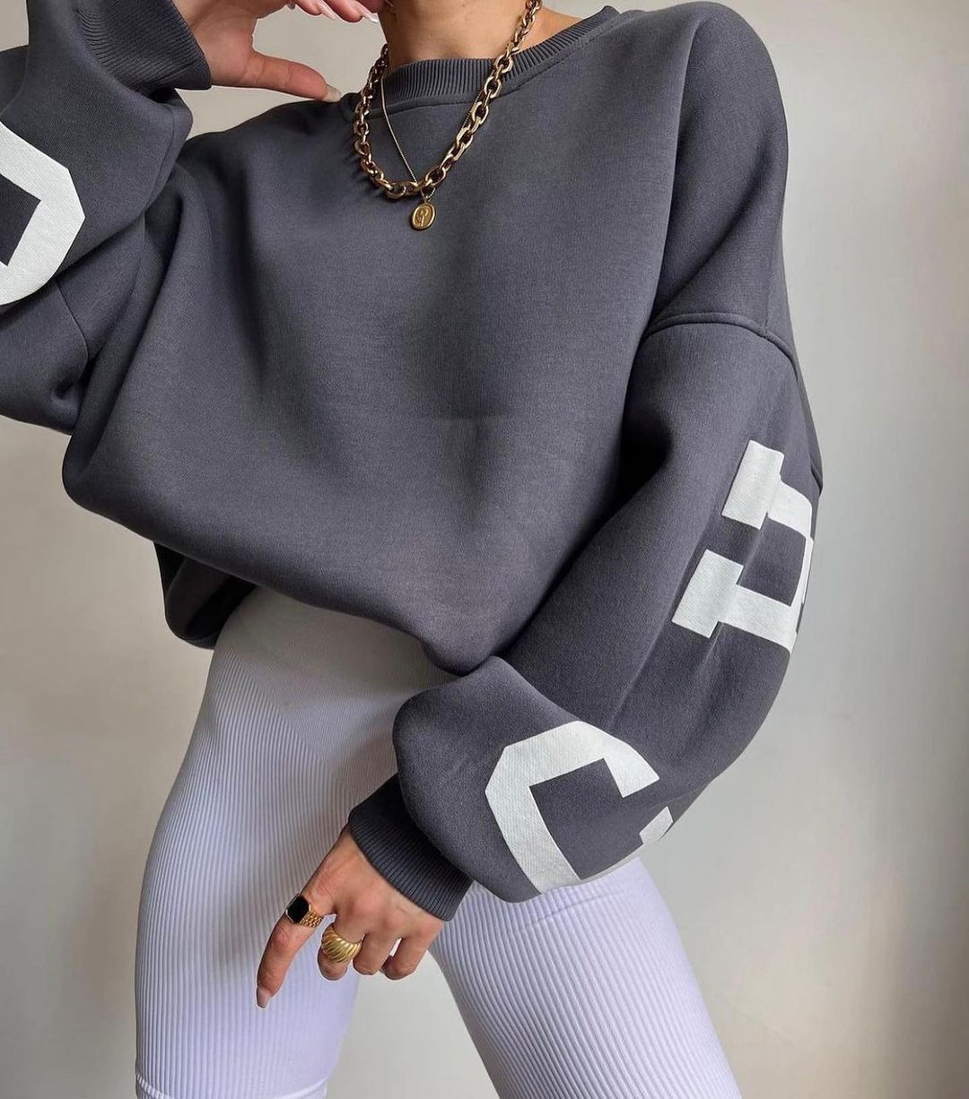 Valenzora Langarm-Oberteile O-Ausschnitt Hoodies
