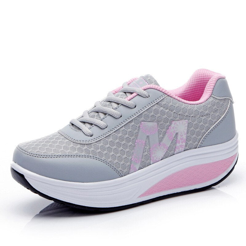 Stylish lace up wedge sneakers