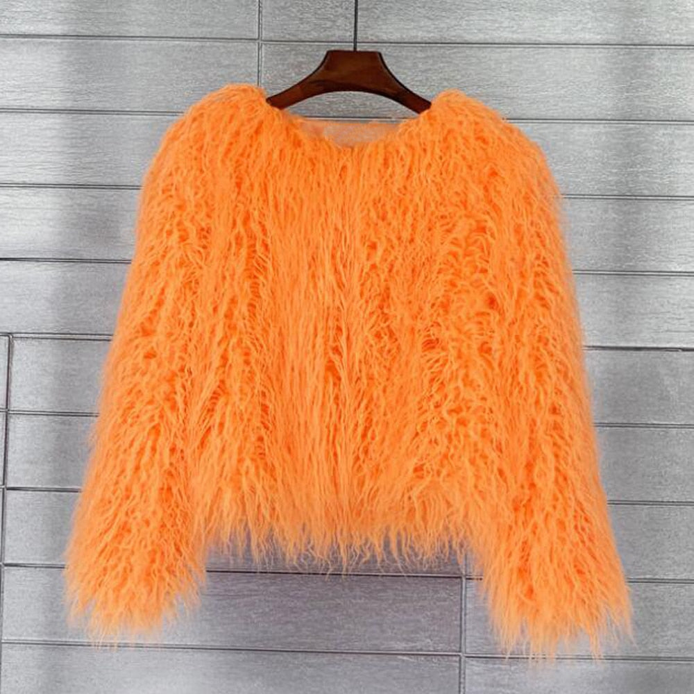 Valenzora Mantel für Damen, dicker, warmer Kunstpelzmantel