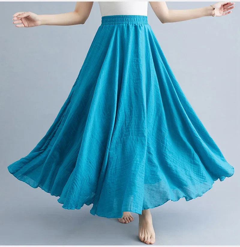 Valenzora | Fashion Baumwolle Leinen Kleidung Damenröcke Maxi Y2K Elegante Strand Saia Ropa Mujer Freizeitkleid Boho Lange Röcke Faldas Harajuku