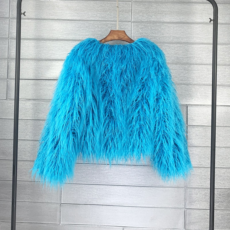 Valenzora Mantel für Damen, dicker, warmer Kunstpelzmantel