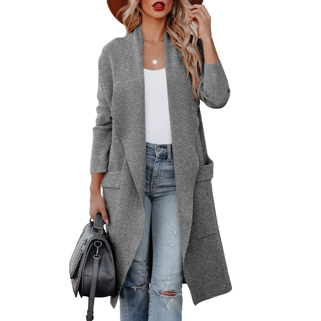 Valenzora - Stylish women's casual long solid color coat with pockets