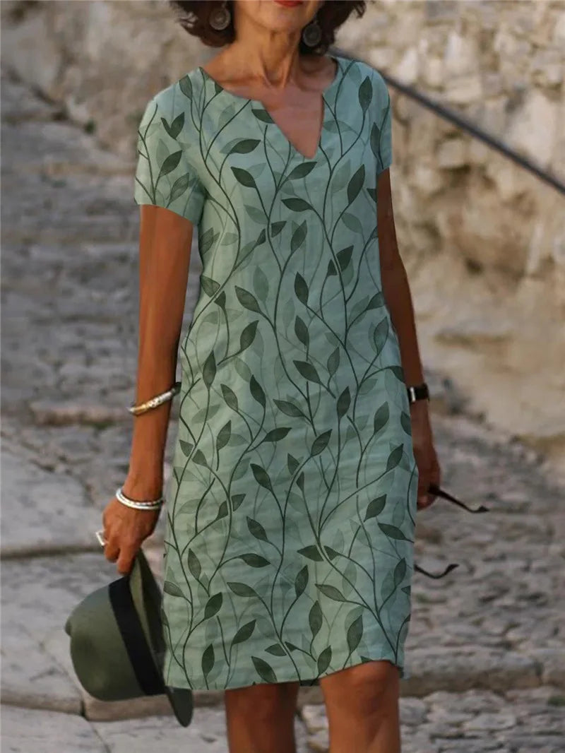 Valenzora | Vintage geblümtes V-Ausschnitt Maxikleid