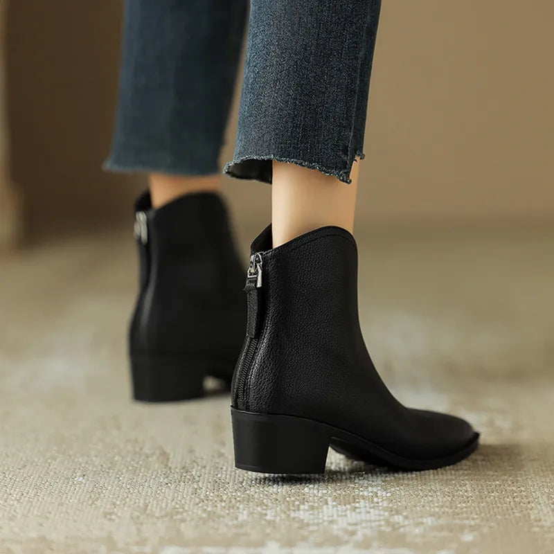 pointed leather boots
