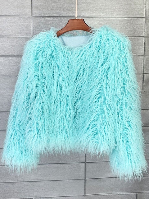 Valenzora Mantel für Damen, dicker, warmer Kunstpelzmantel