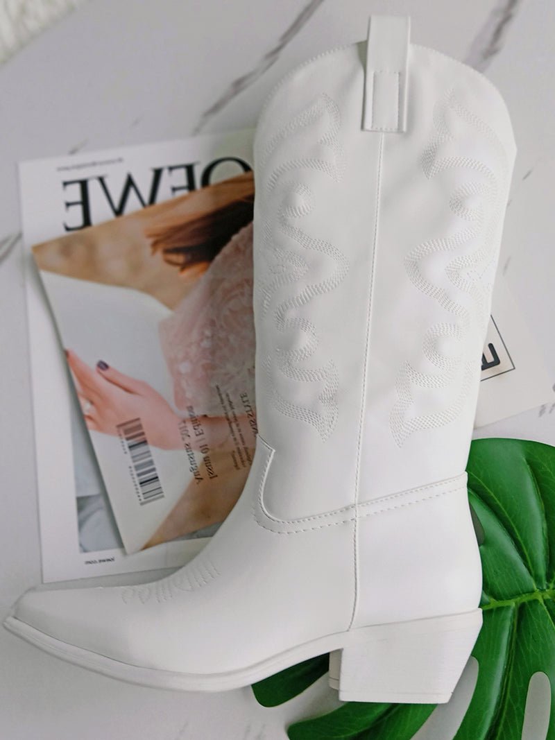 Valenzora | Leather Cowboy Boots Black Sole
