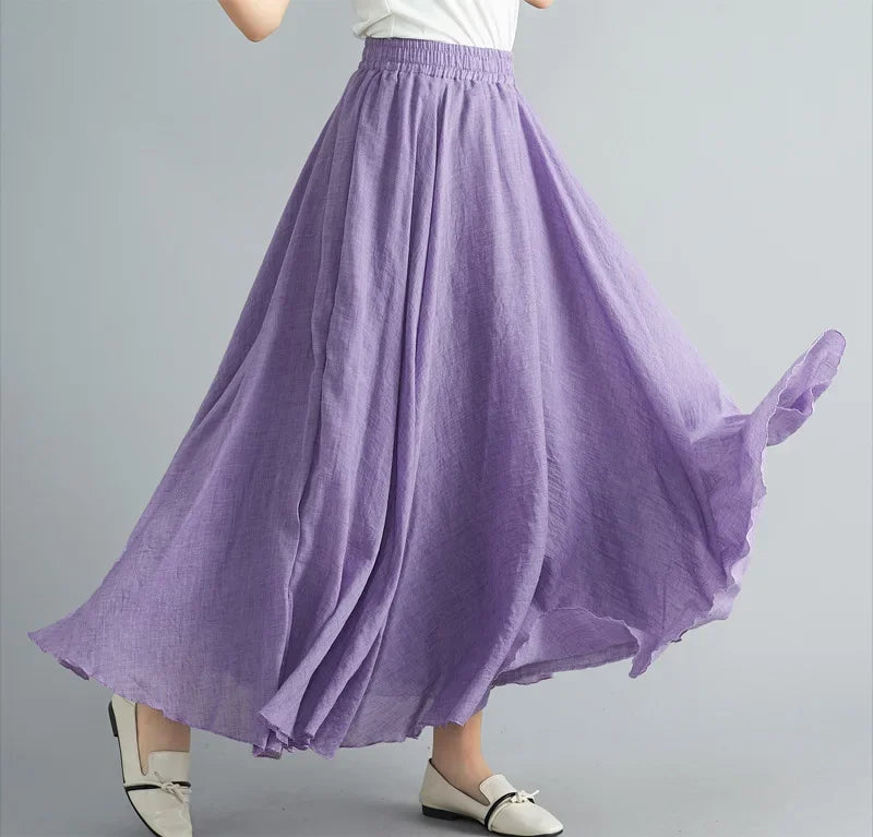 Valenzora | Fashion Baumwolle Leinen Kleidung Damenröcke Maxi Y2K Elegante Strand Saia Ropa Mujer Freizeitkleid Boho Lange Röcke Faldas Harajuku