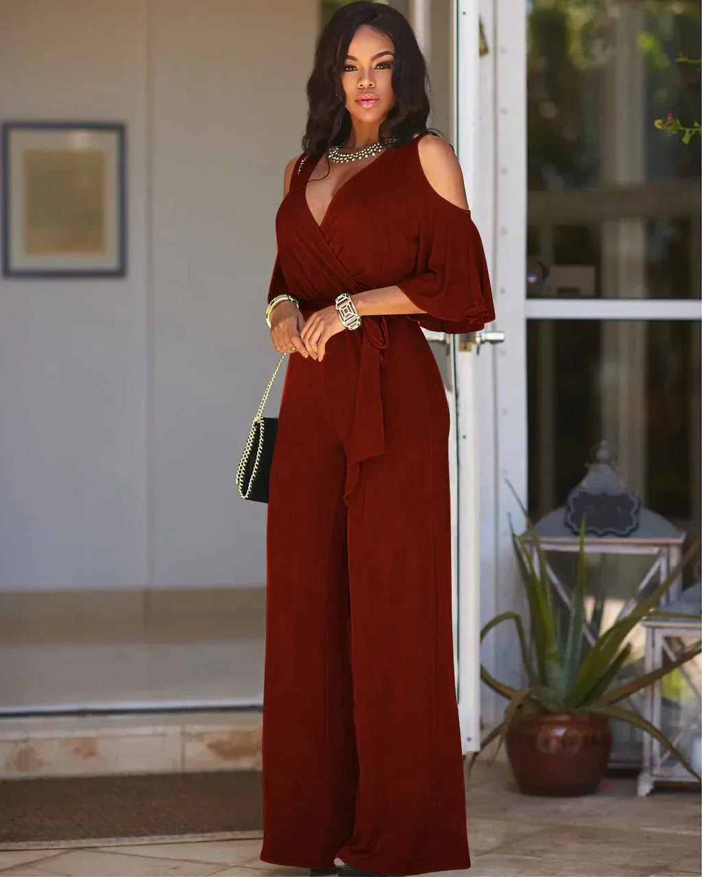 Valenzora - Hollow Shoulder Jumpsuits