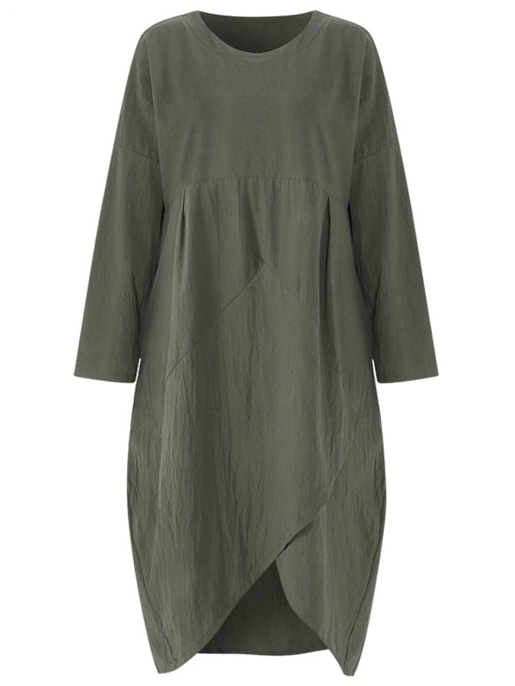 Valenzora Long-sleeved irregular midi dress