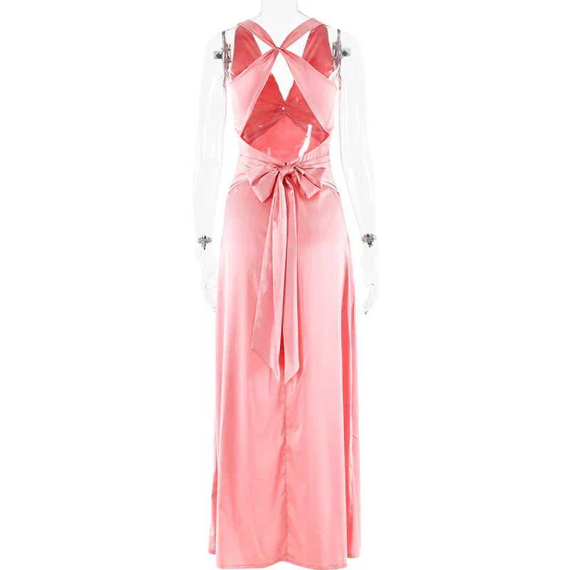 Valenzora | Bow Backless Evening Maxi Dress