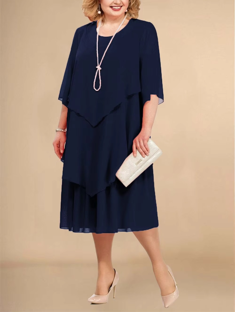 Valenzora | Elegant chiffon dress with a layered look