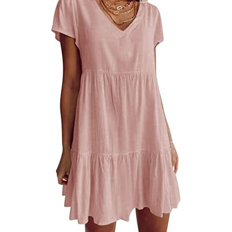 Valenzora short-sleeved woven dress