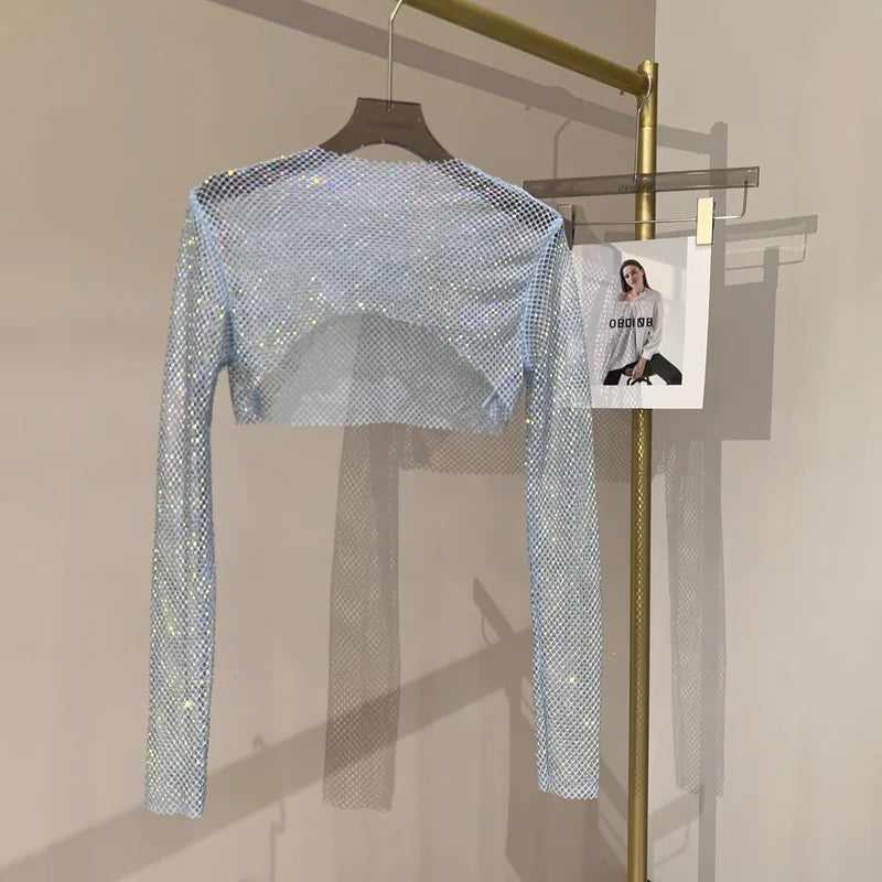 Valenzora | Diamond Long Sleeve Mesh Top