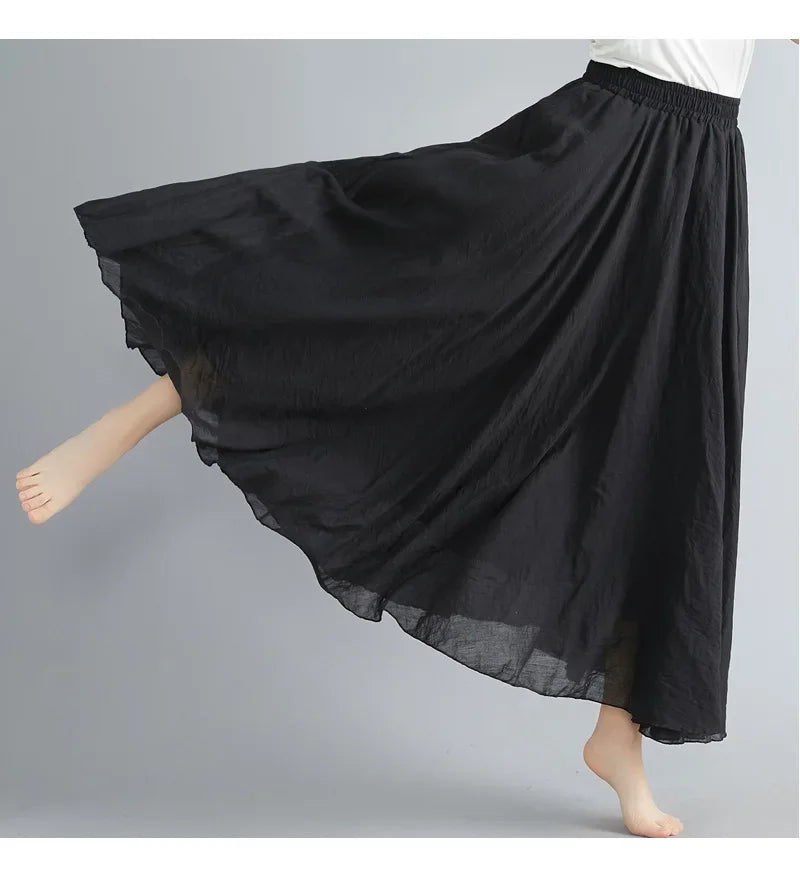Valenzora | Fashion Baumwolle Leinen Kleidung Damenröcke Maxi Y2K Elegante Strand Saia Ropa Mujer Freizeitkleid Boho Lange Röcke Faldas Harajuku