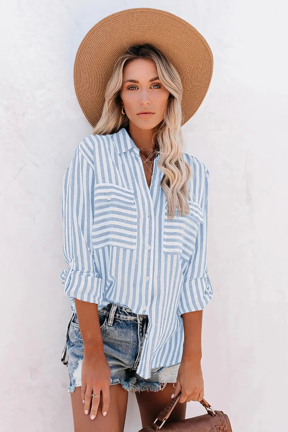 Valenzora | Classic Striped Button-Down Shirt for Women