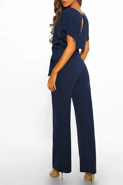 Valenzora | Elegant jumpsuit with wide legs and waist belt