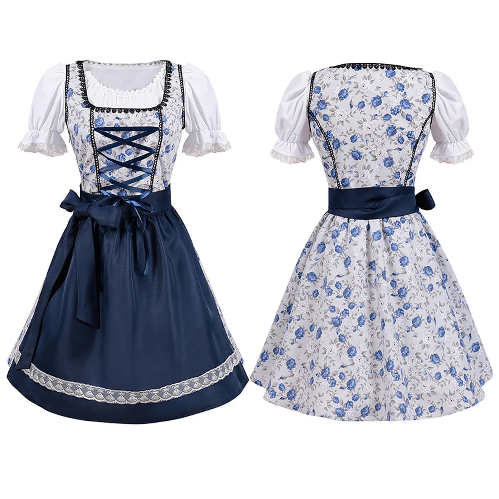 Valenzora | Kurzärmeliges Spitzen-Oktoberfestkleid mit Schürze