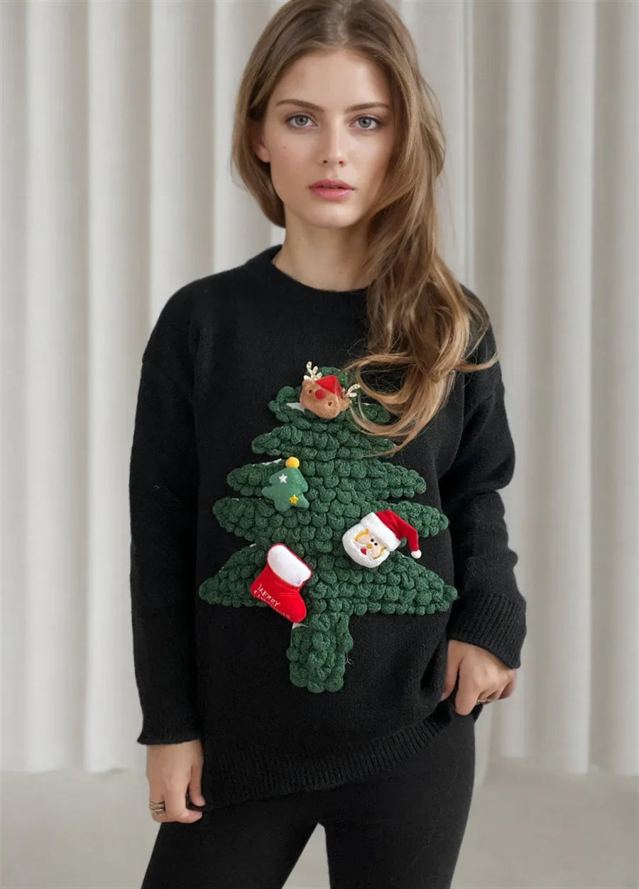 Valenzora - Hässlicher Weihnachtspullover - Hyggeliger Pullover mit 3D-Details und Weihnachtsthema