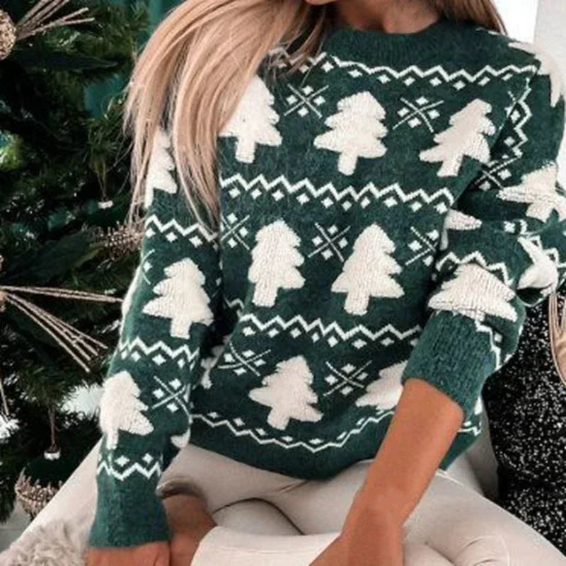 Valenzora - Ugly Christmas Sweater - Knitted sweater with 3D Christmas tree print