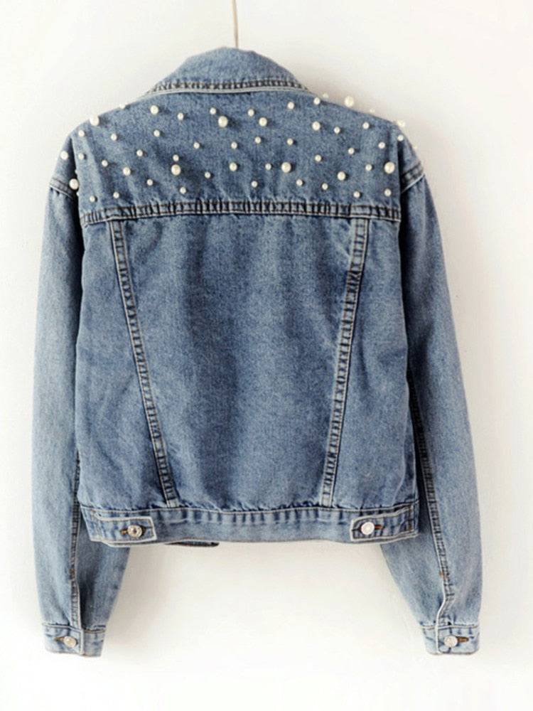 Denim jacket - a favorite denim piece with stylish pearl embellishment
