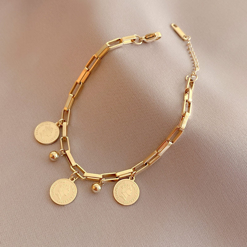 Valenzora Sparkling Freedom Bracelet | Women's Stainless Steel Round Signature Portrait Pendant