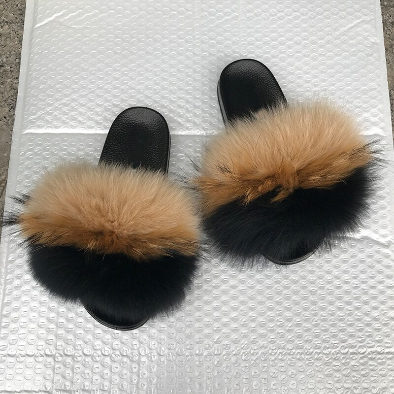 Valenzora | Flauschige Echtfell-Flip-Flops, Hausschuhe, Sandalen