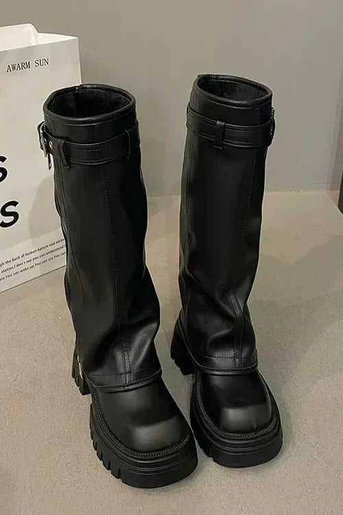 – Knee-high leather boots