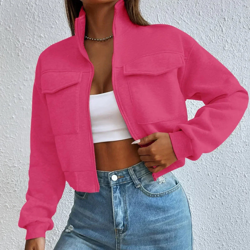Valenzora | Comfortable long-sleeved cropped jacket with pockets