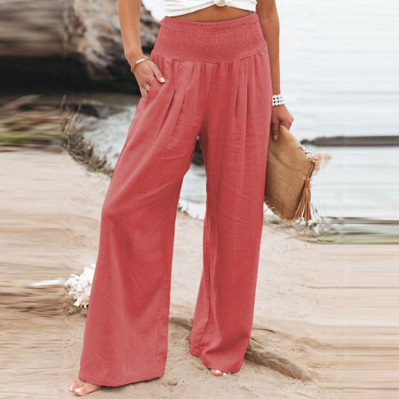 Valenzora | Casual wide linen trousers for women