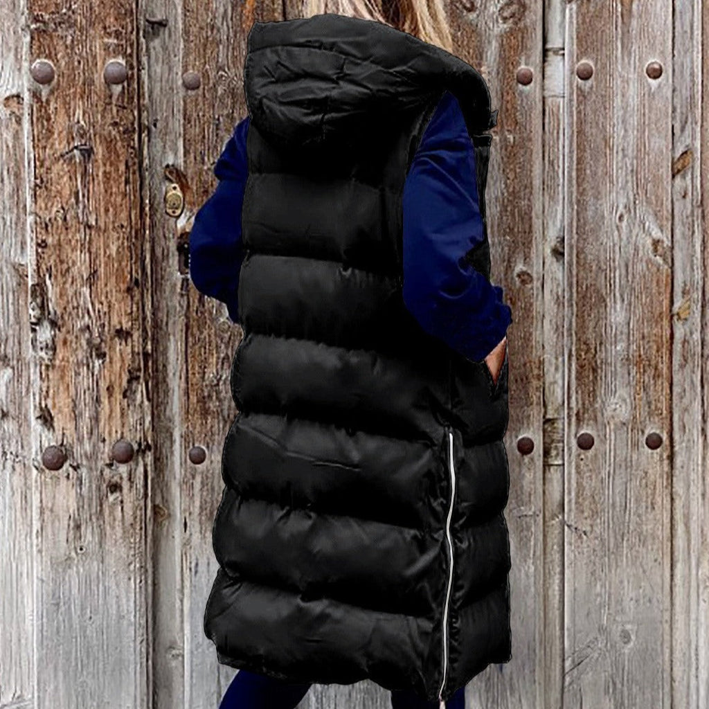 Valenzora Hooded Long Vest Casual Fashion Single-Breasted Jacket