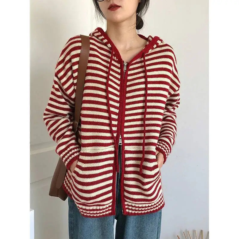 Gestreiftes Kapuzen-Sweatshirt