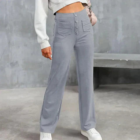 Valenzora | Elastic high-waisted casual trousers for women