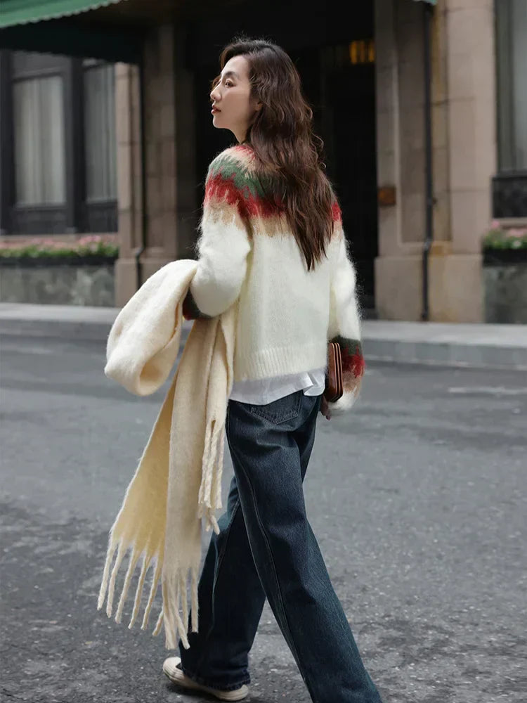Valenzora - Ugly Christmas Sweater - Chunky knit sweater with retro pattern