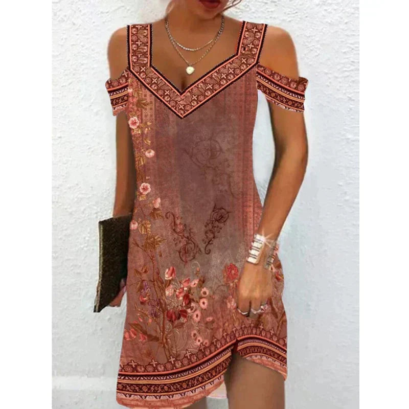 Valenzora | Vintage-Kleid mit Schulterausschnitt für Frühling/Sommer