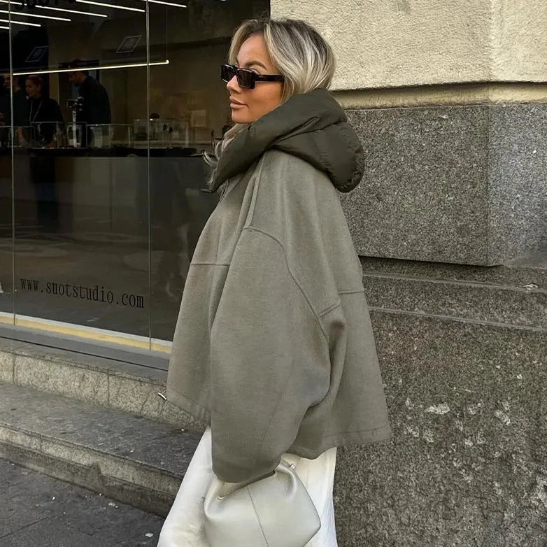 Casual loose women's jacket with hood