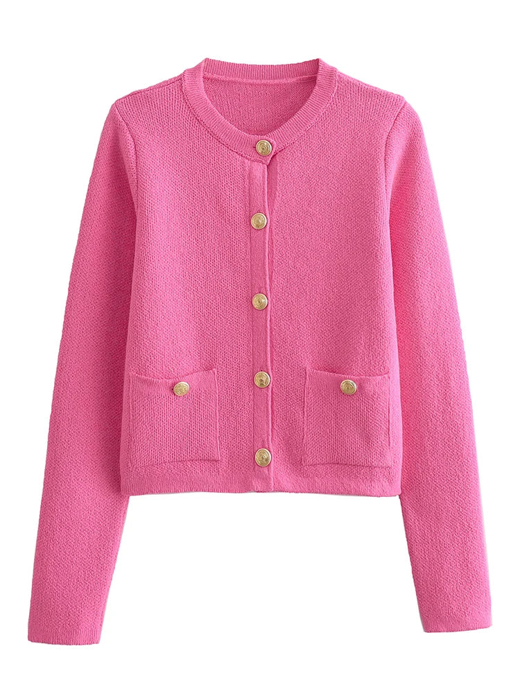 Strickjacke mit Rundhalsausschnitt