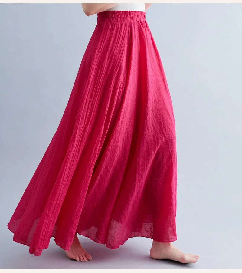Valenzora | Fashion Baumwolle Leinen Kleidung Damenröcke Maxi Y2K Elegante Strand Saia Ropa Mujer Freizeitkleid Boho Lange Röcke Faldas Harajuku