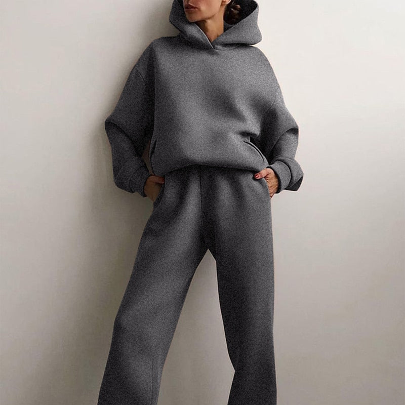 Valenzora – Bequemer zweiteiliger Kapuzenanzug im Oversized-Look