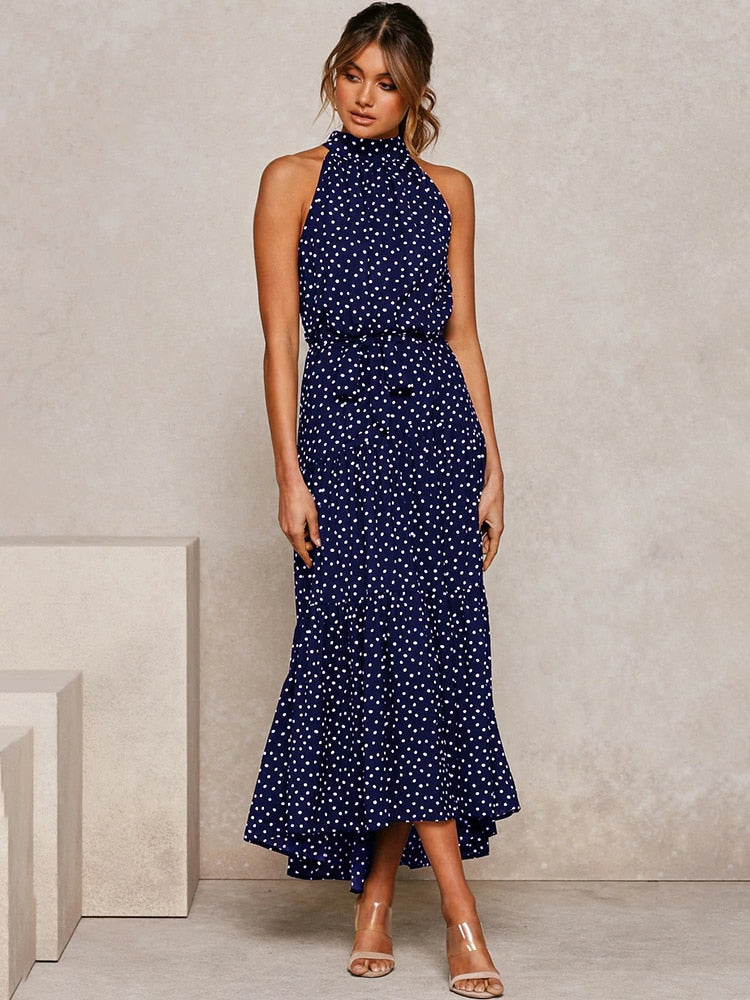 Valenzora | Tupfen-Neckholderkleid