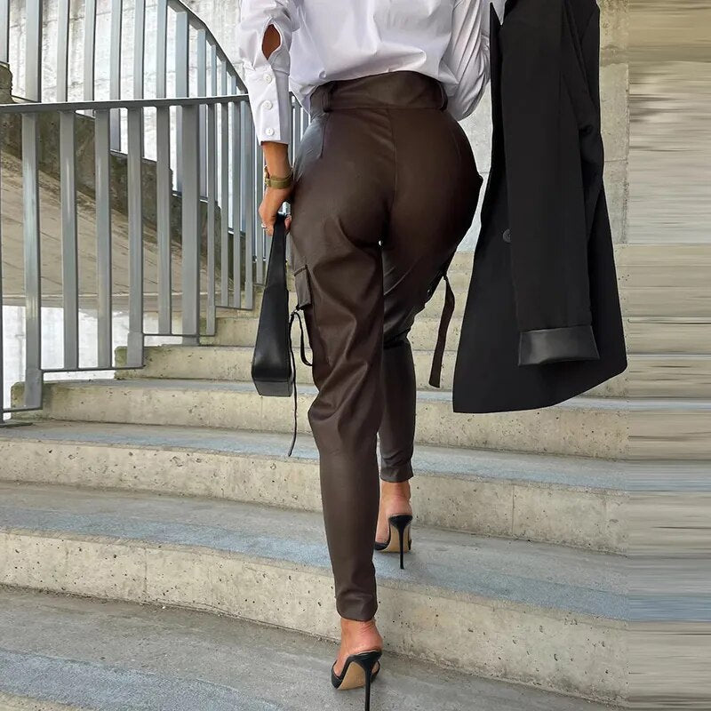 Valenzora | Modern vegan leather trousers with