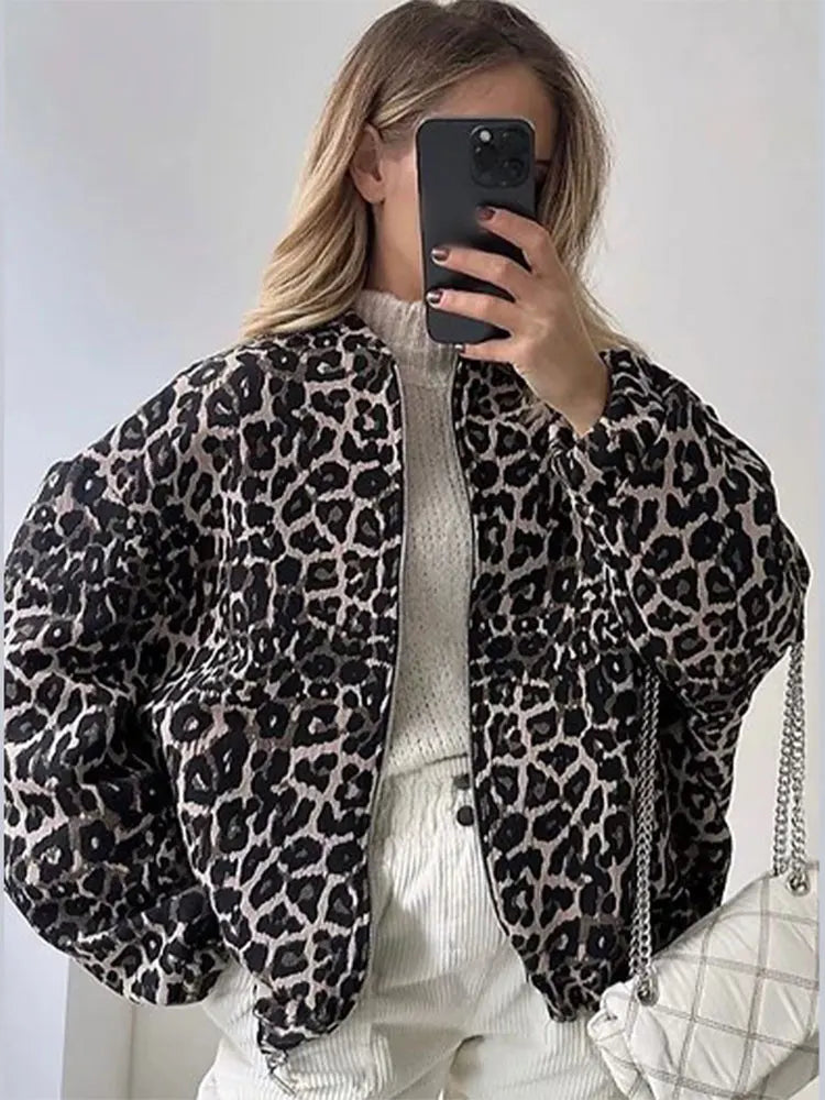Valenzora | Retro Langarm-Leopardenjacke