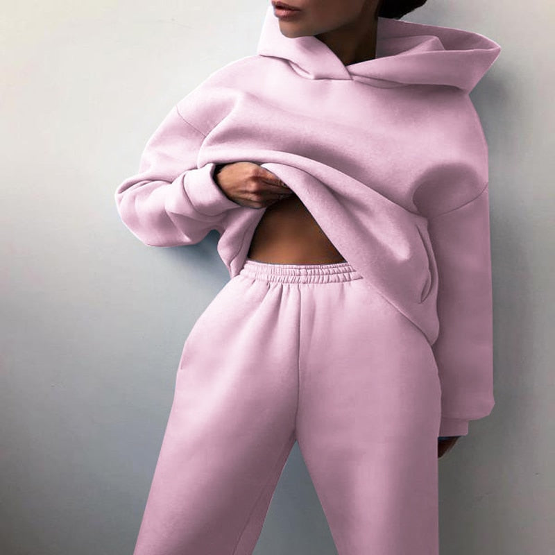 Valenzora – Bequemer zweiteiliger Kapuzenanzug im Oversized-Look